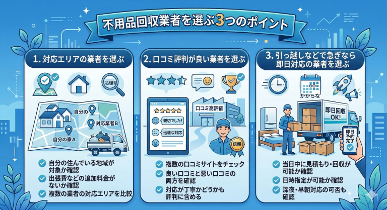 不用品回収業者を選ぶポイント