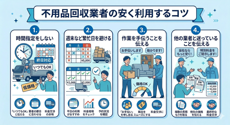 不用品回収業者を安く利用するコツ
