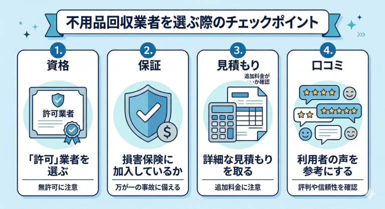 不用品回収業者の選ぶ際のチェックポイント