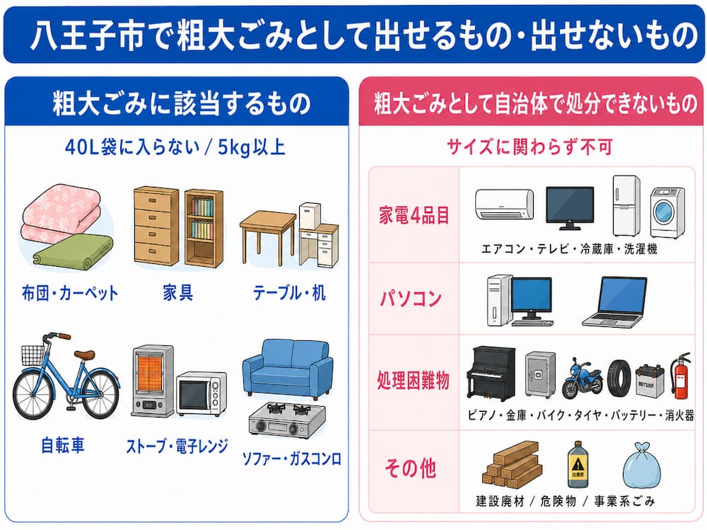 八王子市で粗大ごみとして出せるもの・出せないもの