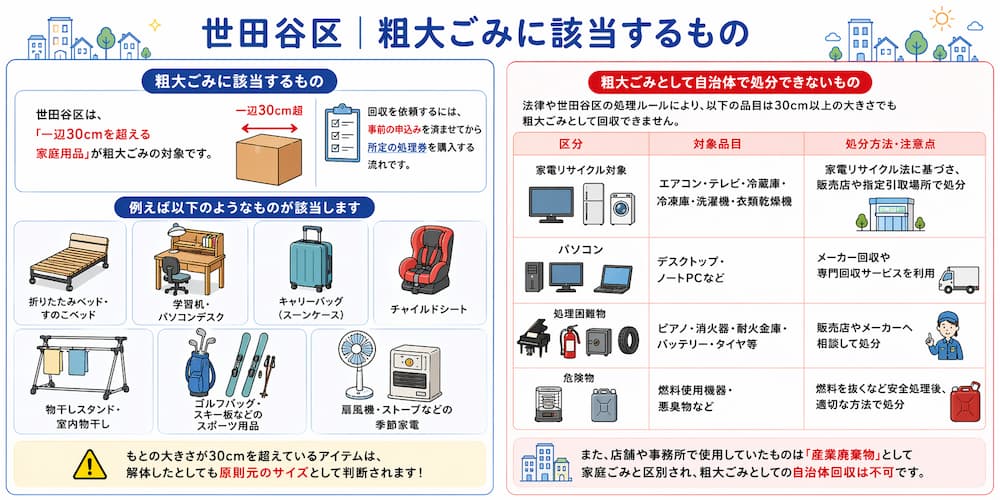 世田谷区で粗大ごみとして出せるもの・出せないもの