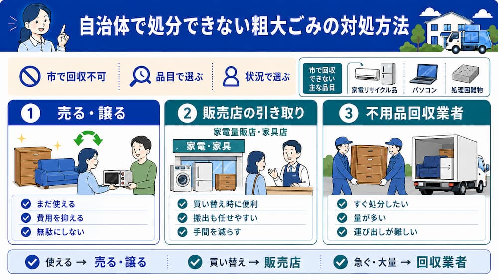 自治体で処分できない粗大ごみの対処方法