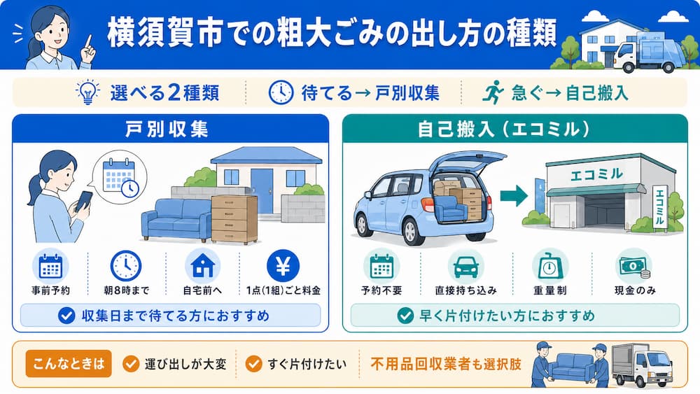 横須賀市での粗大ごみの出し方の種類