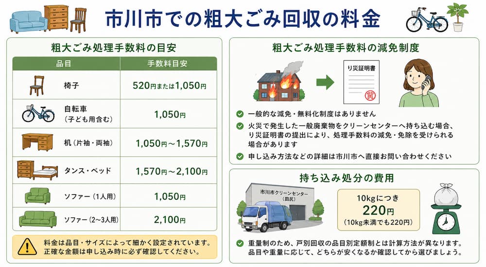 市川市での粗大ごみ回収の料金