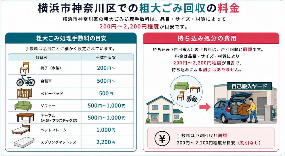 横浜市神奈川区での粗大ごみ回収の料金
