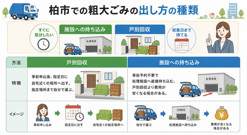 柏市での粗大ごみの出し方の種類