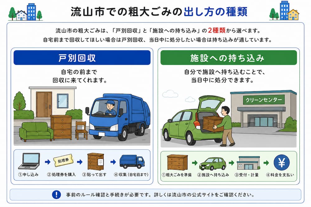 流山市での粗大ごみの出し方の種類