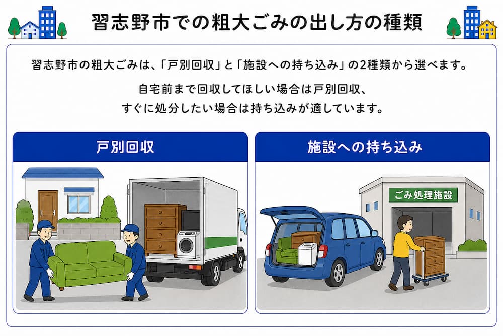 習志野市での粗大ごみの出し方の種類