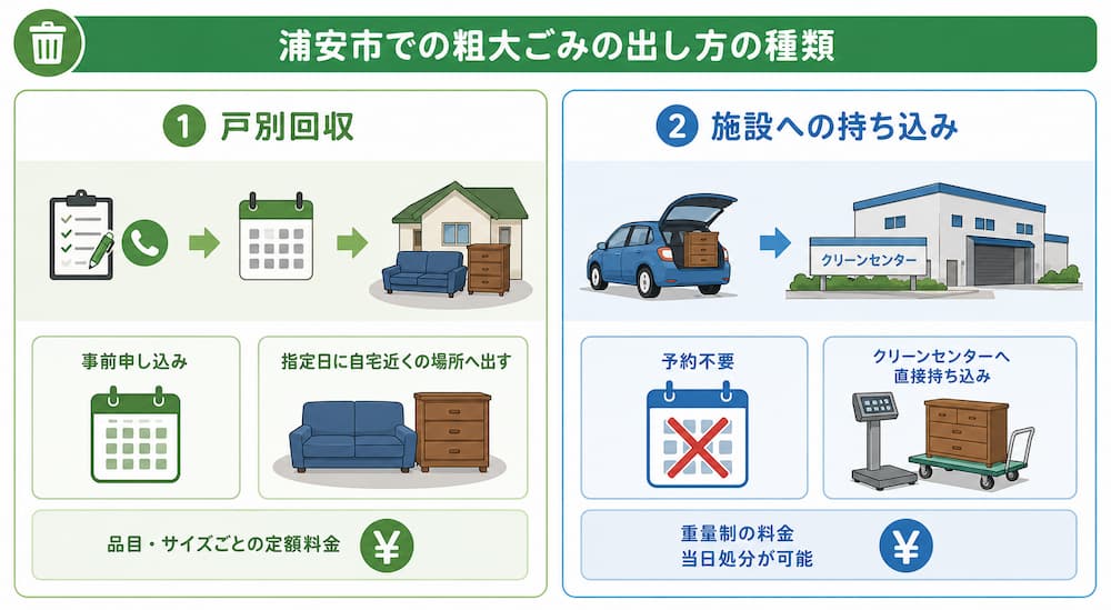 浦安市での粗大ごみの出し方の種類