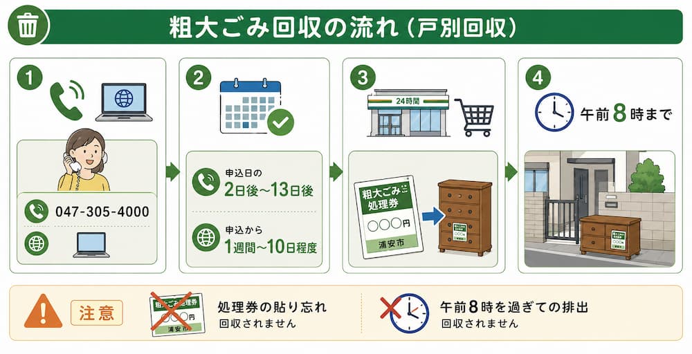 浦安市での粗大ごみの出し方|戸別回収