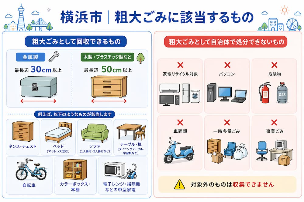 yokohama taisho 横浜市で粗大ごみとして出せるもの・出せないもの