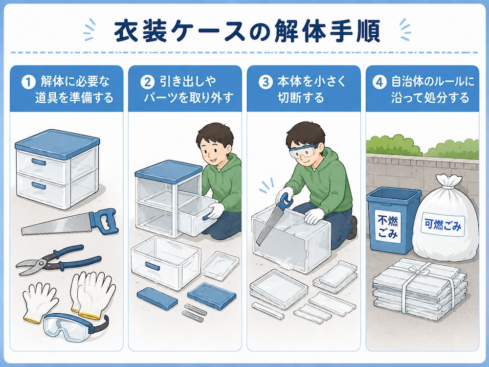 プラスチック製の衣装ケースを解体する方法