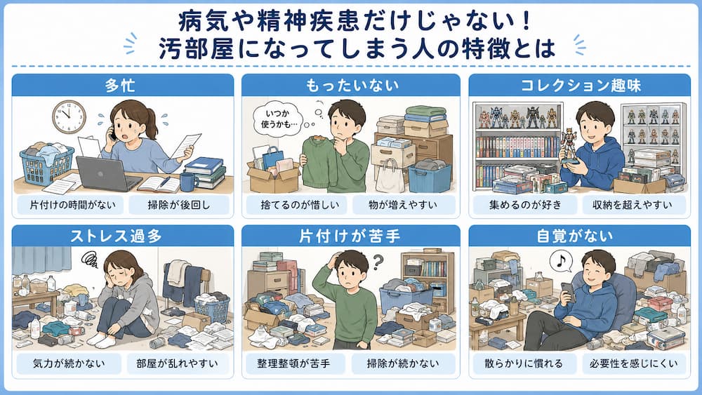 病気や精神疾患だけじゃない!汚部屋になってしまう人の特徴とは