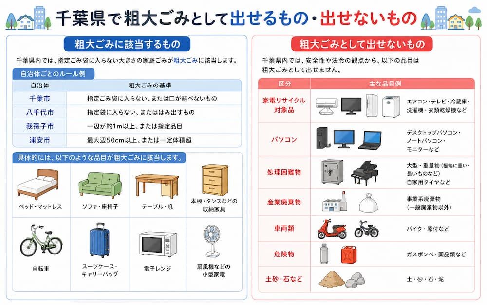 千葉県で粗大ごみとして出せるもの・出せないもの