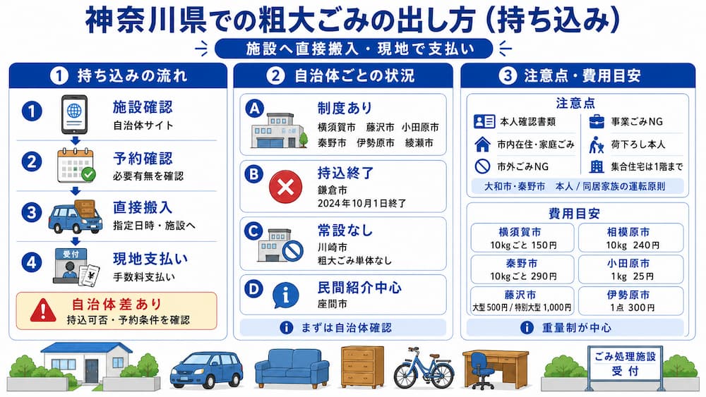 神奈川県粗大ごみ持ち込みの流れ