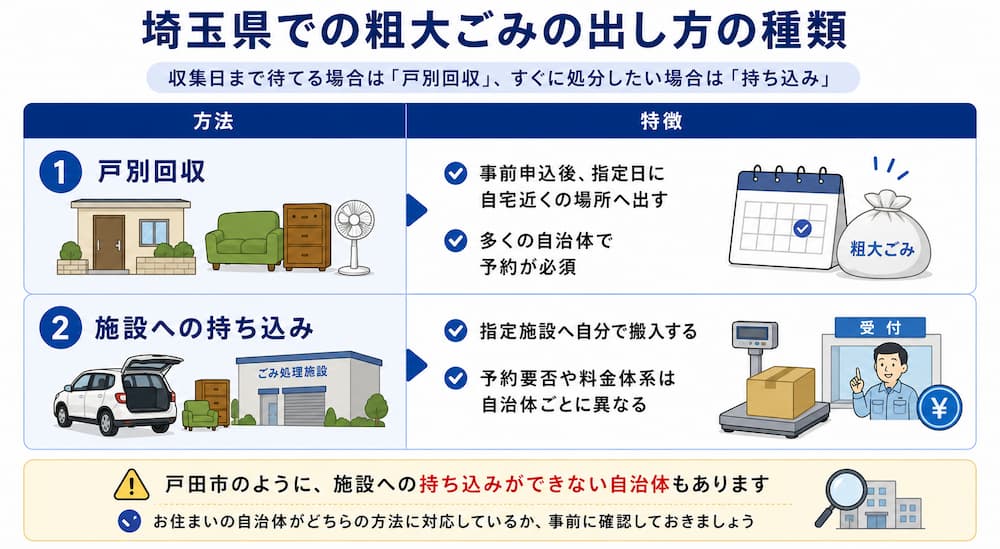 埼玉県での粗大ごみの出し方の種類