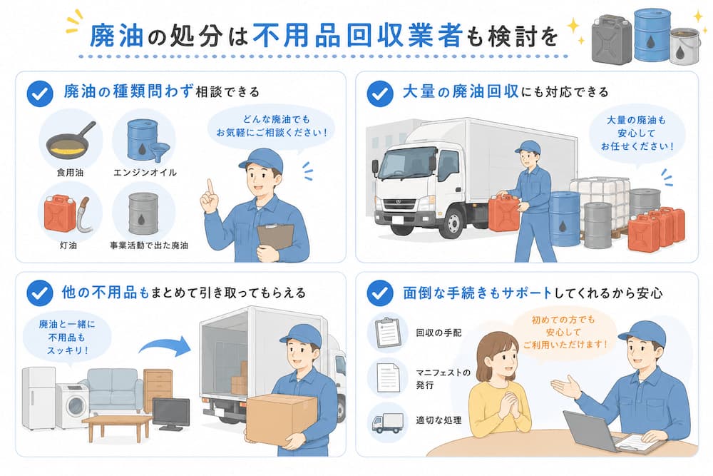 c6015f89d7fa2c90d17150e445664608 廃油の処分は不用品回収業者も検討を