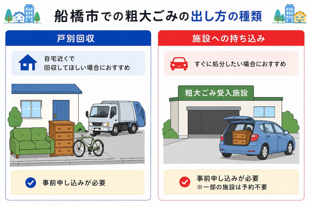 船橋市での粗大ごみの出し方の種類