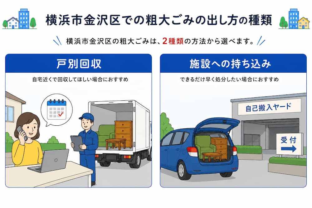 横浜市金沢区での粗大ごみの出し方の種類
