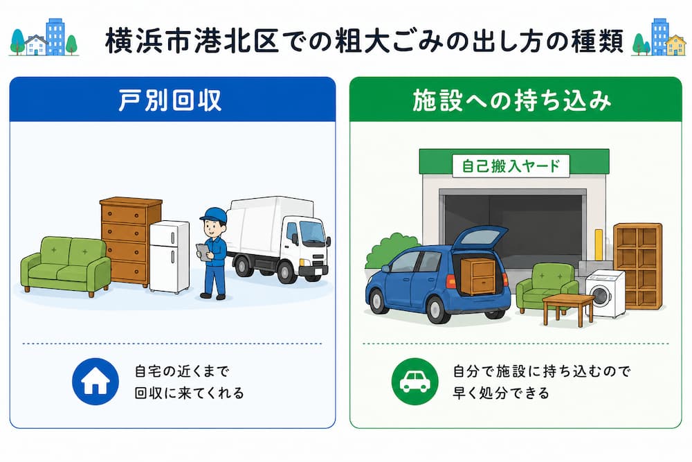 横浜市港北区での粗大ごみの出し方の種類