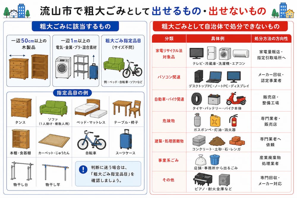 流山市で粗大ごみとして出せるもの・出せないもの