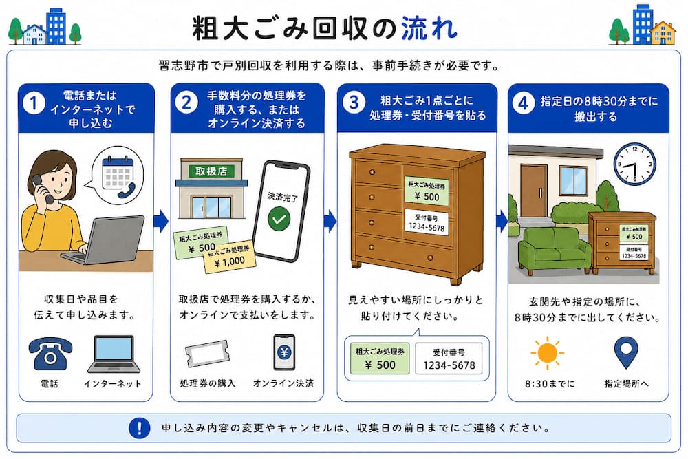 粗大ごみ回収の流れ