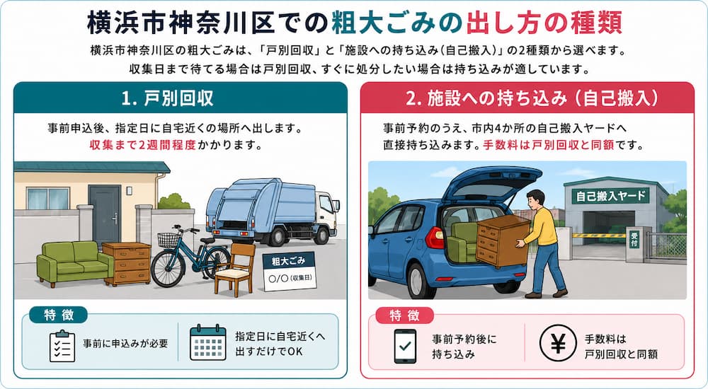 横浜市神奈川区での粗大ごみの出し方の種類