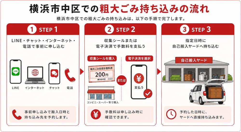 naka mochikomi 中区粗大ごみ持ち込みの流れ
