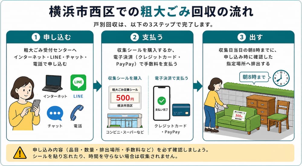 西区粗大ごみ回収の流れ