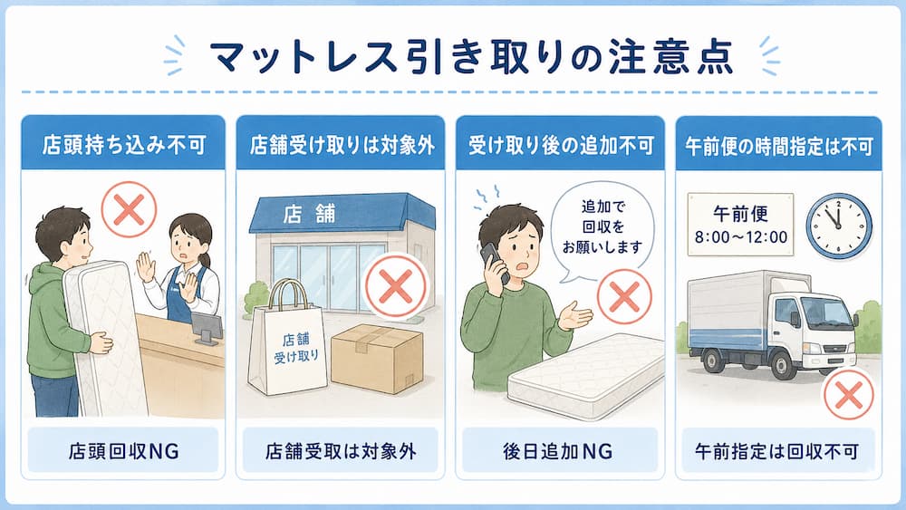 ニトリのマットレス引き取りサービスの注意点