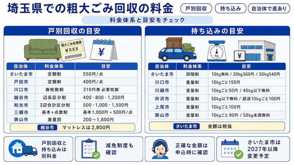 埼玉県での粗大ごみ回収の料金