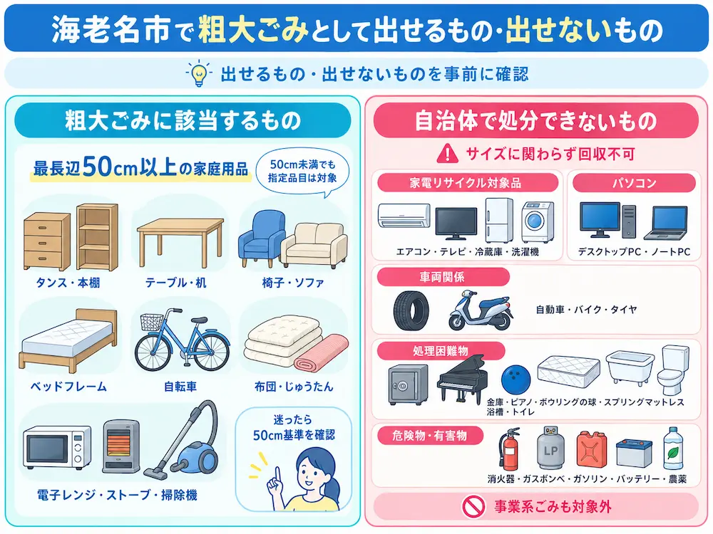 ebina taisho 海老名市で粗大ごみとして出せるもの・出せないもの