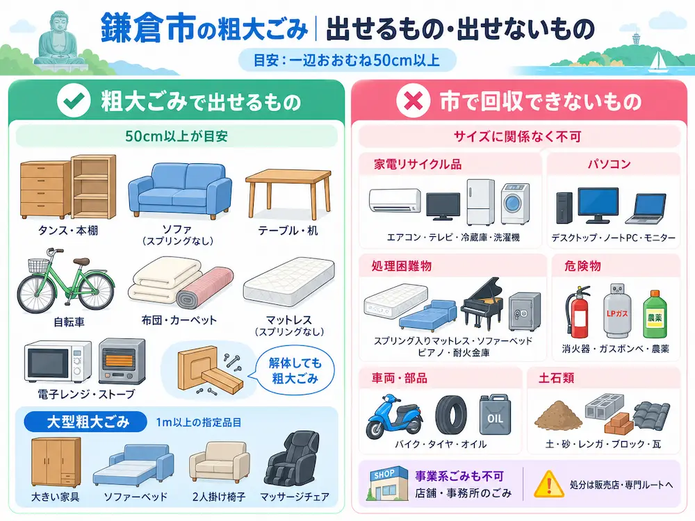 kamakura taisho 鎌倉市で粗大ごみとして出せるもの・出せないもの