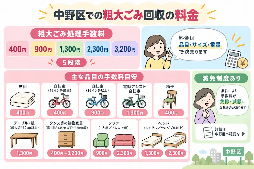 nakano ryoukin 中野区での粗大ごみ回収の料金