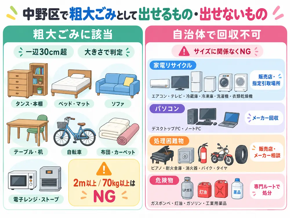 nakano taisho 中野区で粗大ごみとして出せるもの・出せないもの